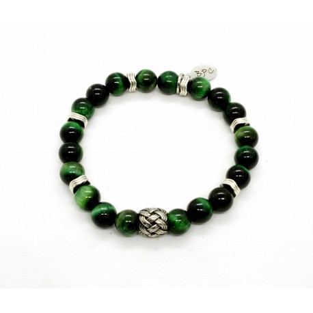 Green tiger eye and braided bead Bracelet