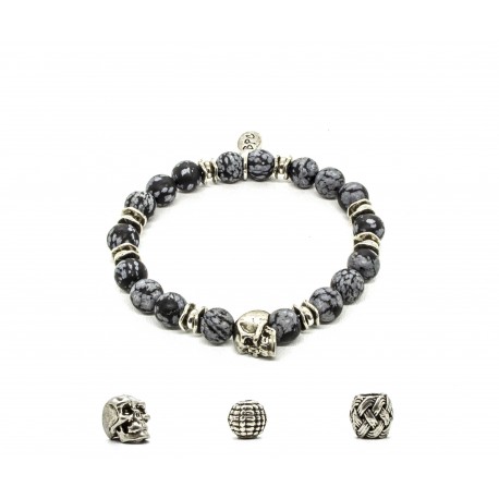 Bracelet Obsidienne flocon mat