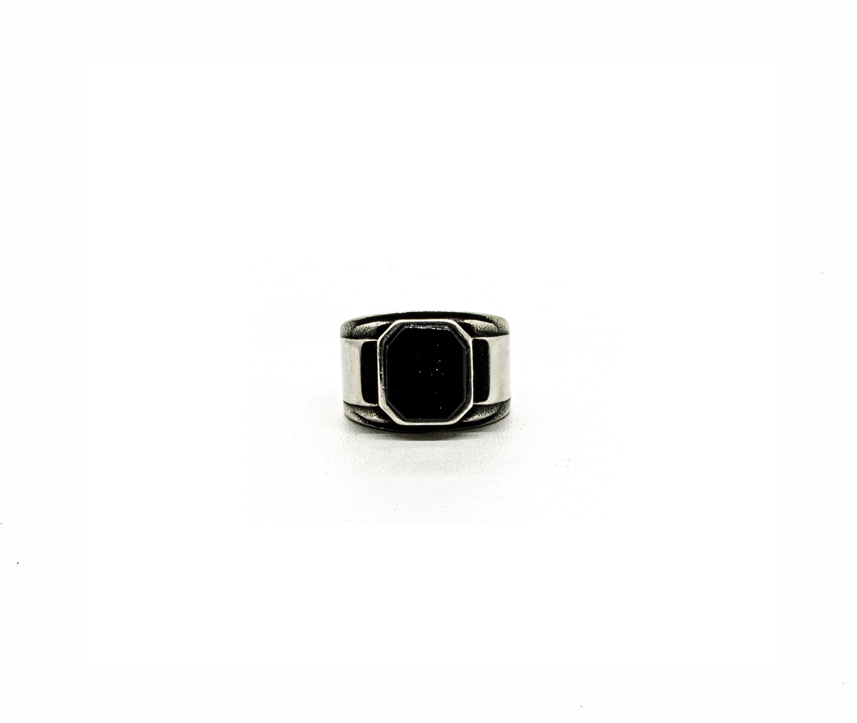 Onyx octagon signet ring Black Pearl Creations