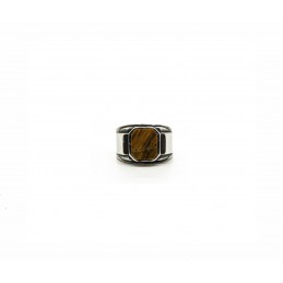 Tiger eye octogon signet ring