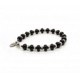 Onyx and Navajo silver beads bracelet