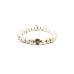 White Howlite bead and brass bracelet