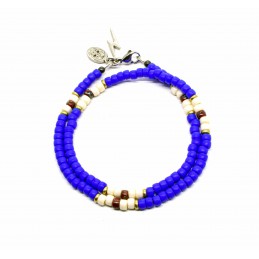 Bracelet double tour Matubo Bleu azur