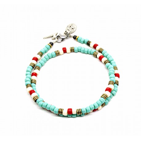 Matubo double bracelet turquoise blue