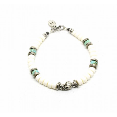 Bracelet Heishi Corail et Skull