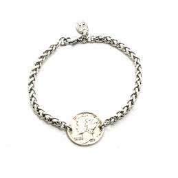 Silver Mercury Dime and Wheat Chain Bracelet