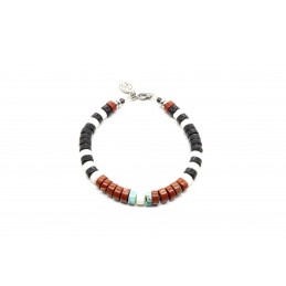 Bracelet Heishi Jaspe, Onyx et Corail