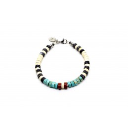 Bracelet Heishi Jaspe, Larvikite et Howlite