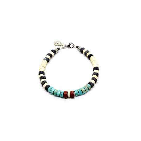 Bracelet Heishi Jaspe, Larvikite et Howlite