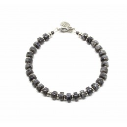 Bracelet mini Heishi Larvikite