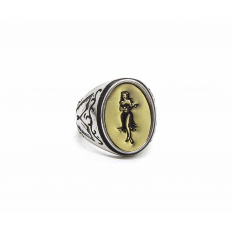 Bague chevalière "Hula Girl"