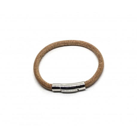 Round leather bracelet natural