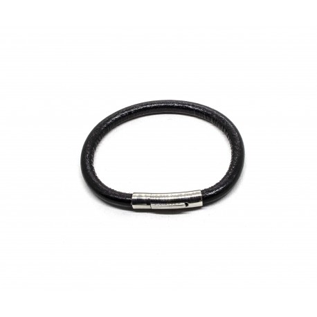 Bracelet cuir rond Noir