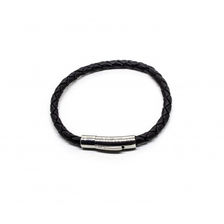 Bracelet cuir tressé noir