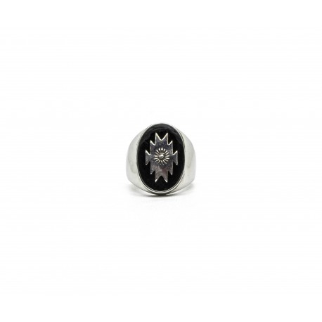 Signet ring black enamel southwestern