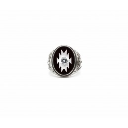 Bague émail noir southwestern