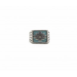 Bague étain sable Turquoise southwestern