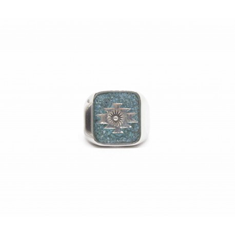 Bague carrée sable turquoise southwestern