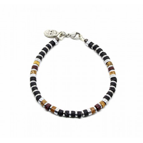 Mini heishi lava stone bracelet