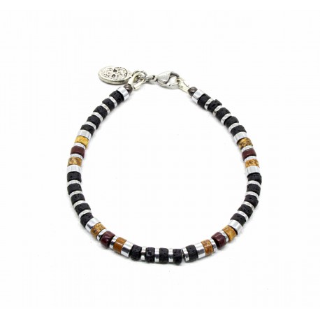 Mini heishi lava stone bracelet