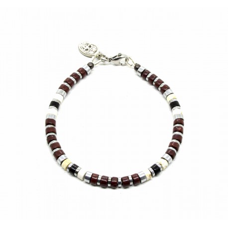 Bracelet mini Heishi jaspe et Onyx