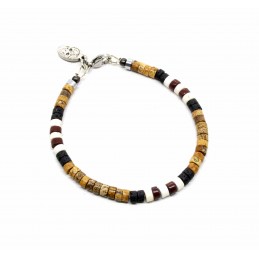 Mini heishi Jasper and Lava stone bracelet