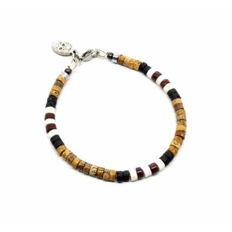 Mini heishi Jasper and Lava stone bracelet