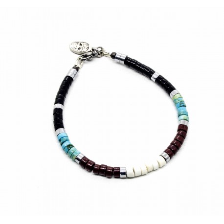 Mini heishi Onyx, Magnesite and Jasper bracelet