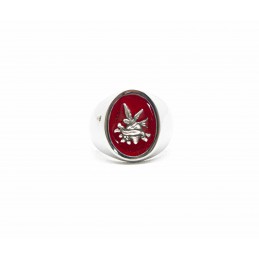 Swallow Heart red enamel ring