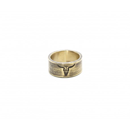 Solid brass Long Horn skull ring