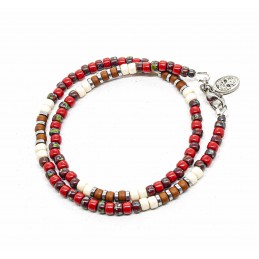 Bracelet double tour Matubo red