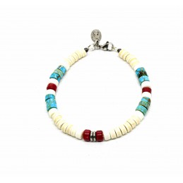 Bracelet Heishi Howlite ivoire & Jaspe