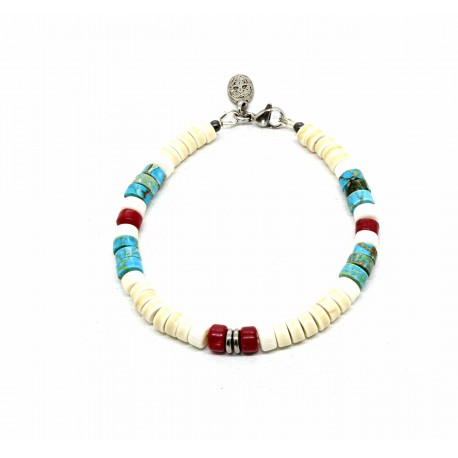 Bracelet Heishi Howlite ivoire & Jaspe