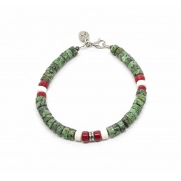 Bracelet Heishi Turquoise Impérial & Corail