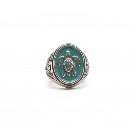 Turquoise turtle oval ring