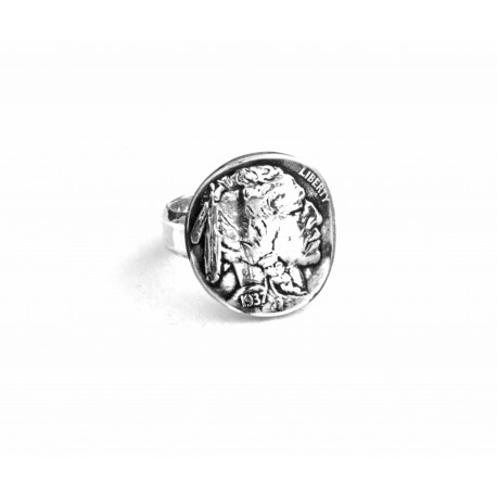 Bague Indian Buffalo 5 cent