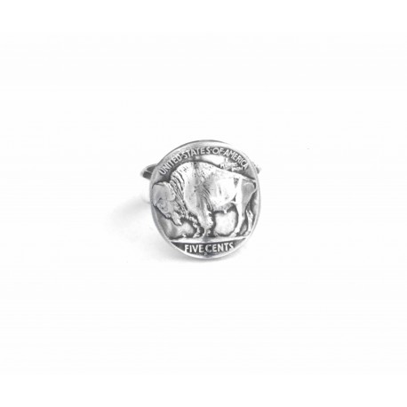 Bague Indian Buffalo 5 cent "Pile"