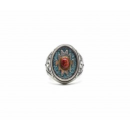 Bague sable Turquoise et Corail