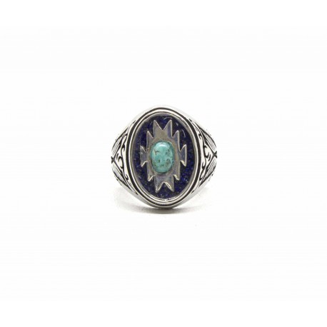 Bague sable Lapis Lazuli et Turquoise