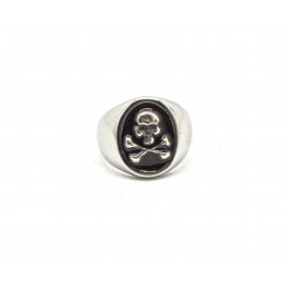 Memento Mori black enamel ring